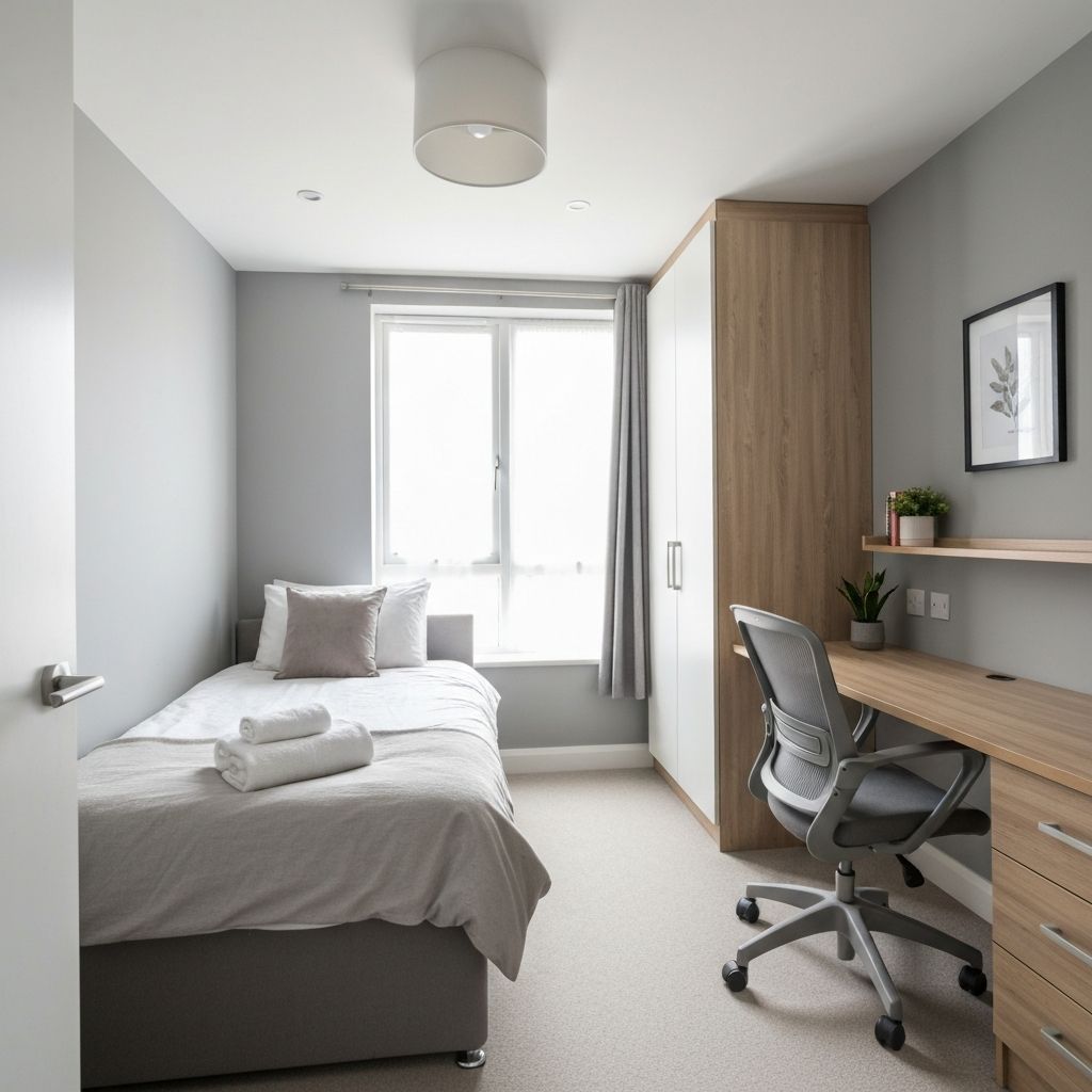 Modern HMO bedroom setup
